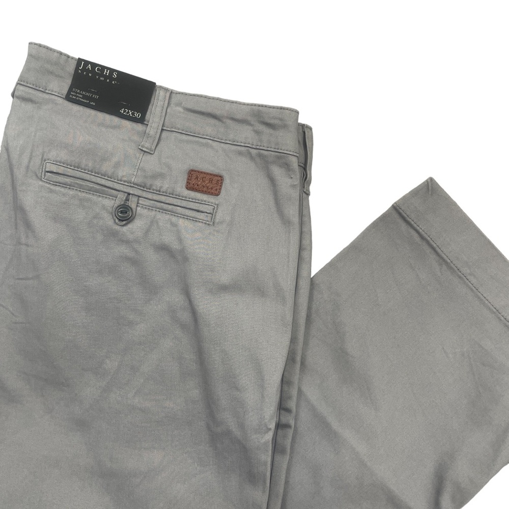 JACHS 42 X 30‎ NEW WITH TAGS GRAY SLIM STRAIGHT MID RISE POCKETS